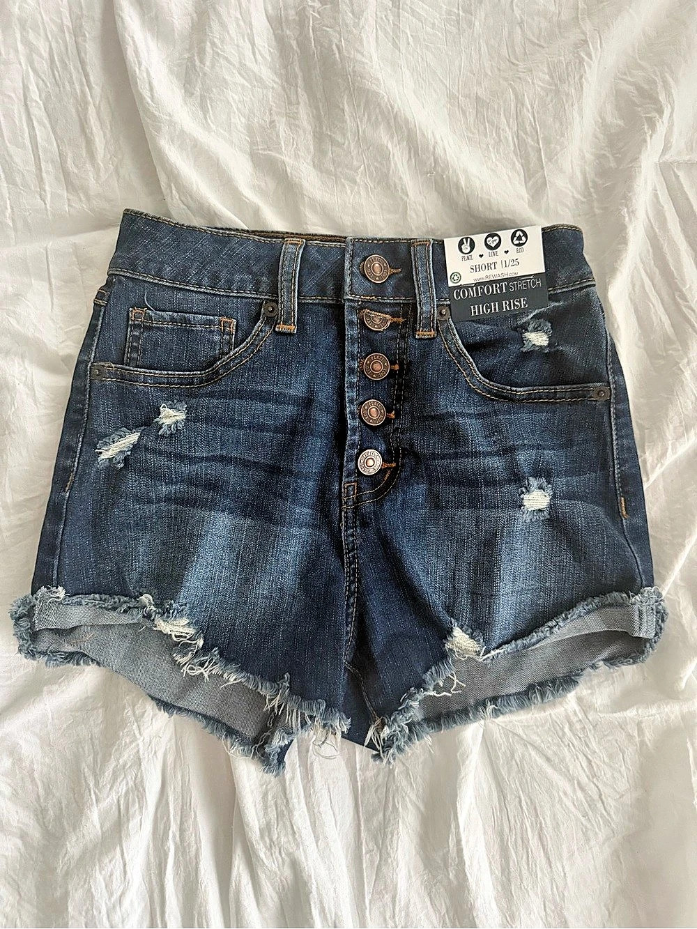 Rewash Comfort Stretch Denim Shorts Distressed Jean Shorts